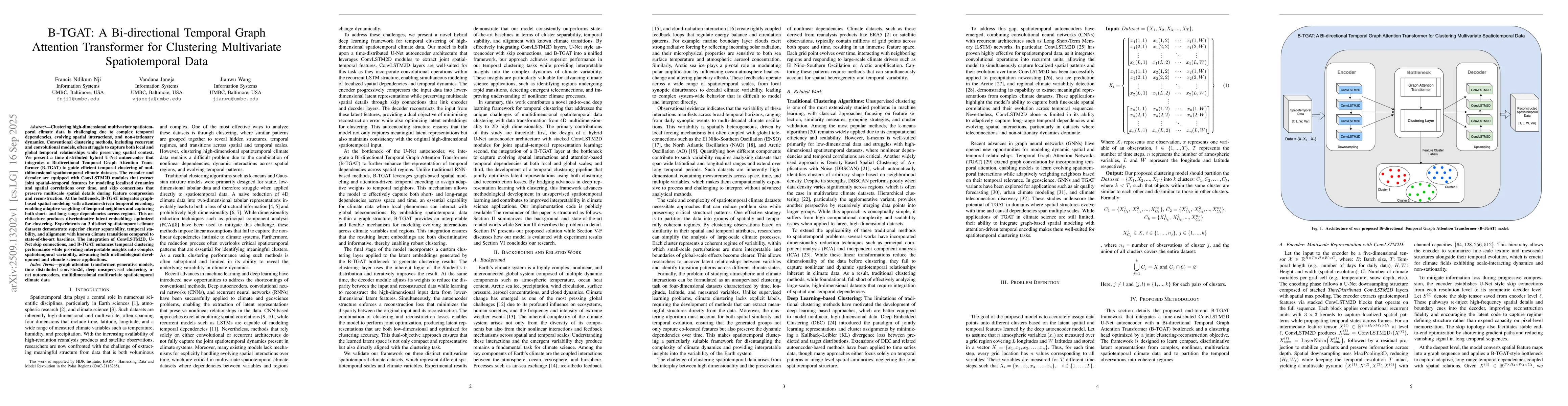 Thumbnail for B-TGAT: A Bi-directional Temporal Graph Attention Transformer for
  Clustering Multivariate Spatiotemporal Data