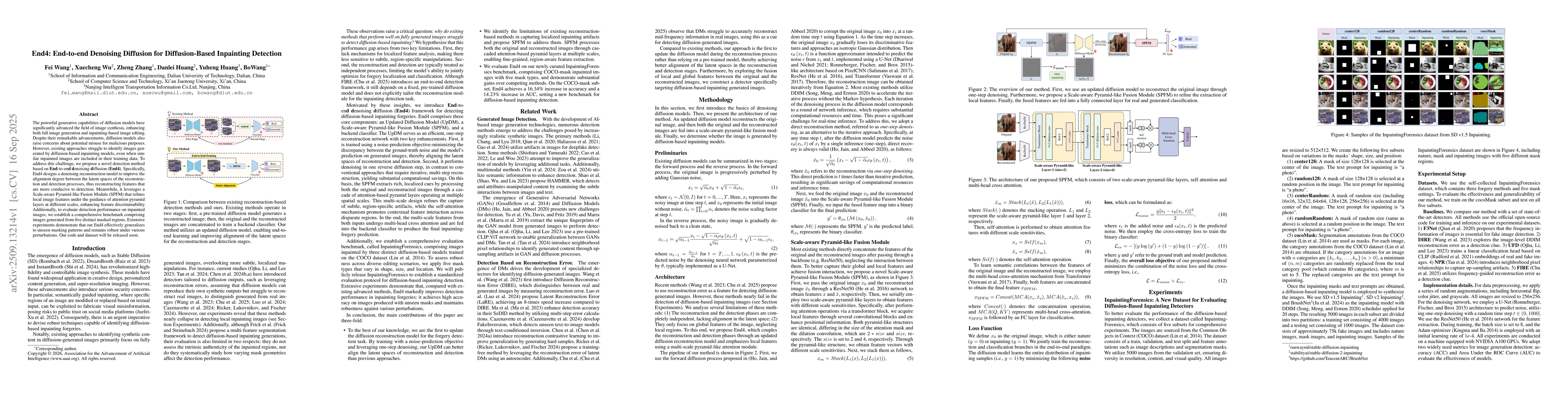 Thumbnail for End4: End-to-end Denoising Diffusion for Diffusion-Based Inpainting
  Detection