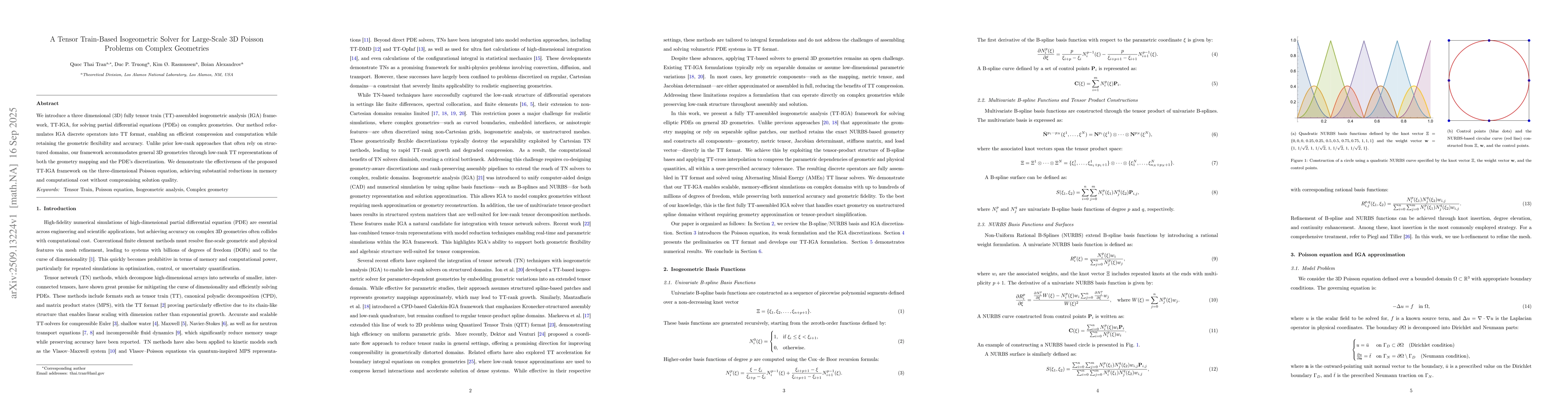 Thumbnail for A Tensor Train-Based Isogeometric Solver for Large-Scale 3D Poisson
  Problems on Complex Geometries