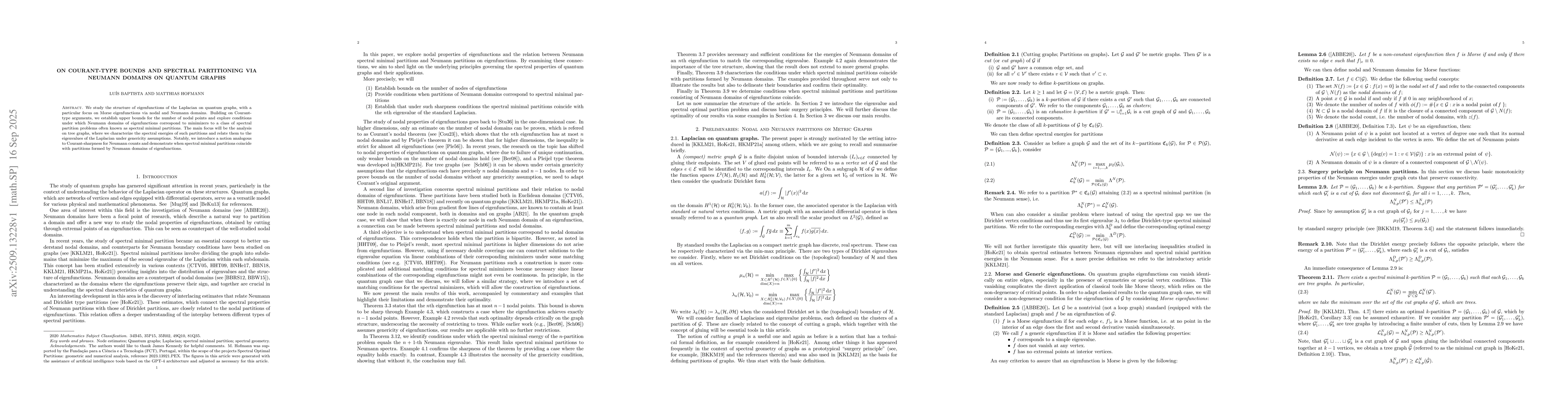 Thumbnail for On Courant-type bounds and spectral partitioning via Neumann domains on
  quantum graphs