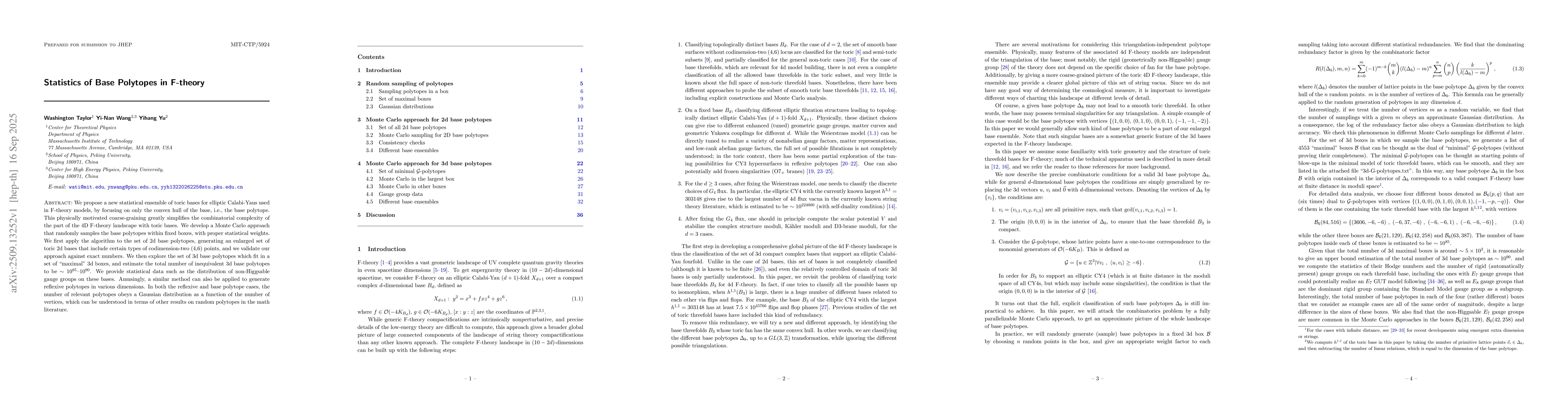 Thumbnail for Statistics of Base Polytopes in F-theory