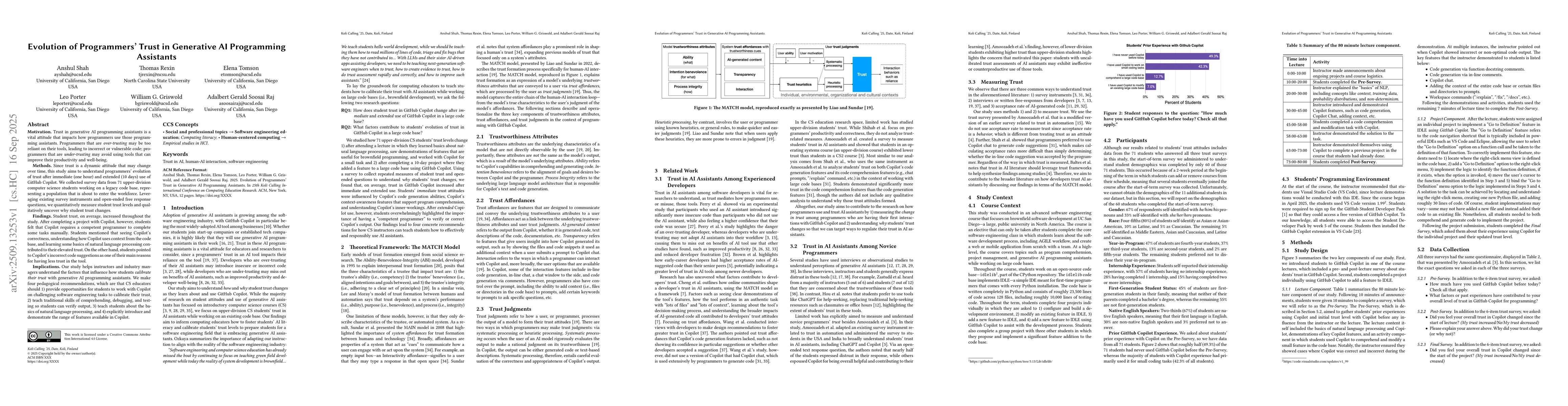 Thumbnail for Evolution of Programmers' Trust in Generative AI Programming Assistants
