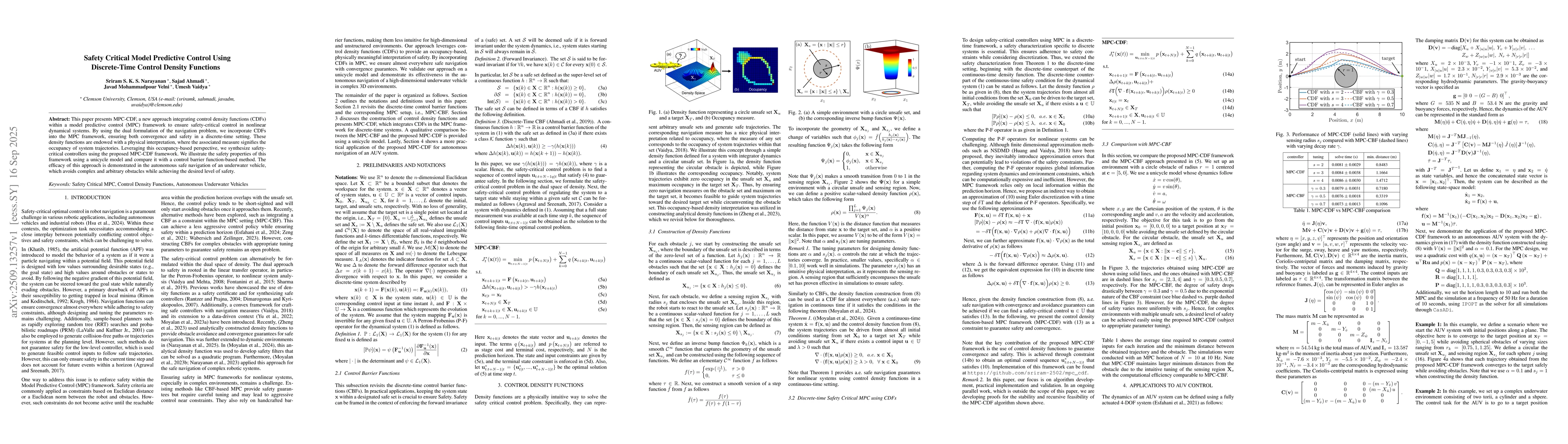 Thumbnail for Safety Critical Model Predictive Control Using Discrete-Time Control
  Density Functions