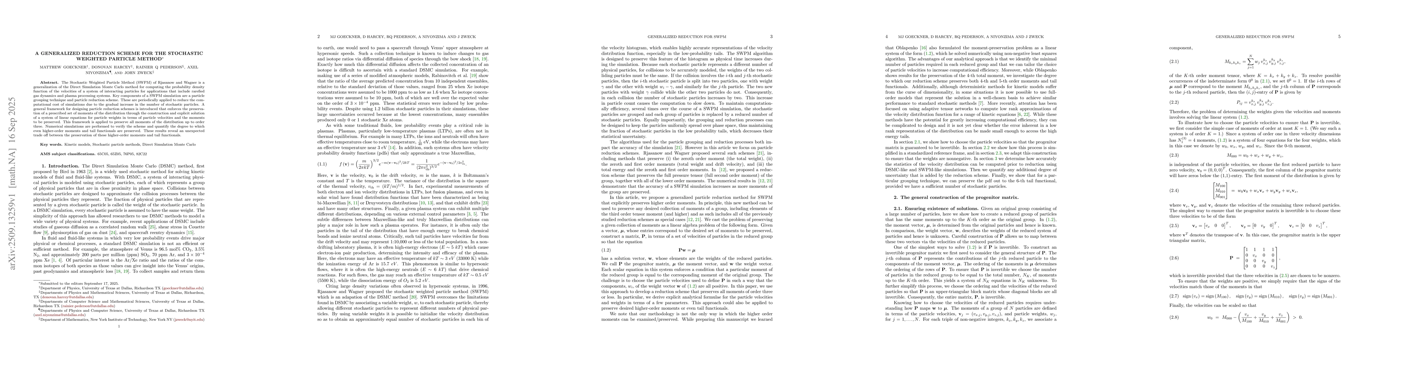 Thumbnail for A generalized reduction scheme for the Stochastic Weighted Particle
  Method
