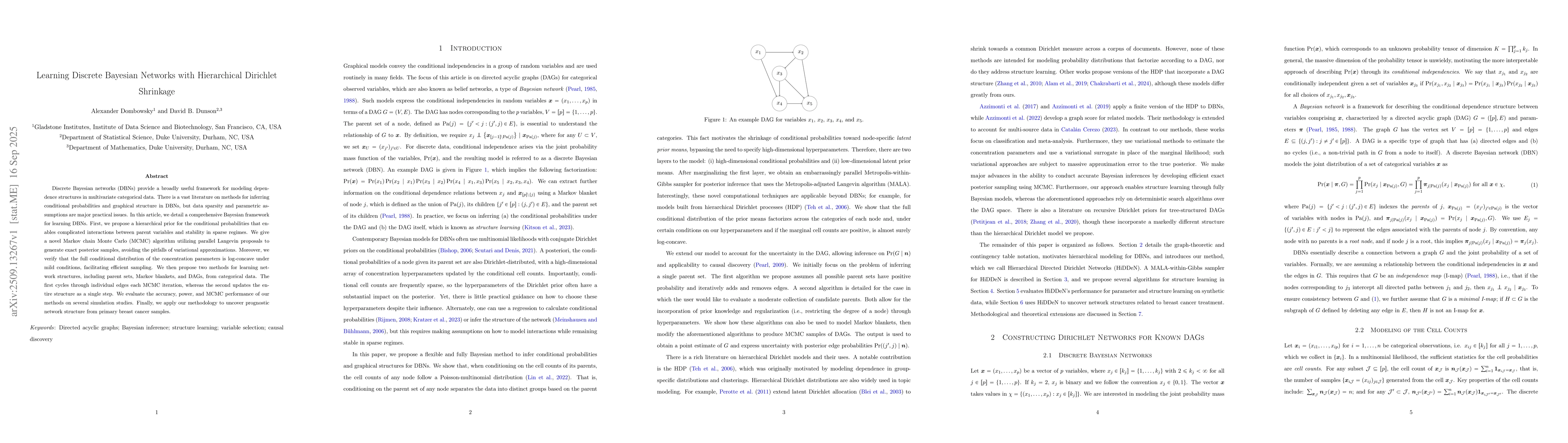 Thumbnail for Learning Discrete Bayesian Networks with Hierarchical Dirichlet
  Shrinkage