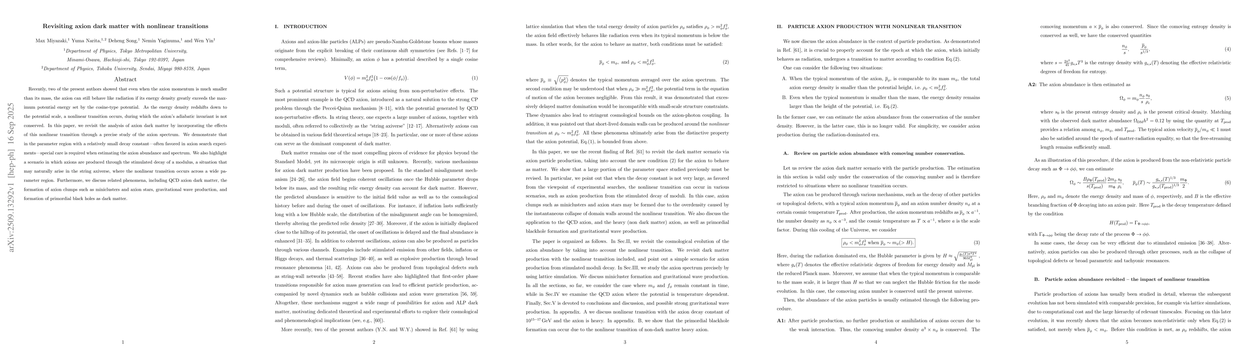 Thumbnail for Revisiting axion dark matter with nonlinear transitions
