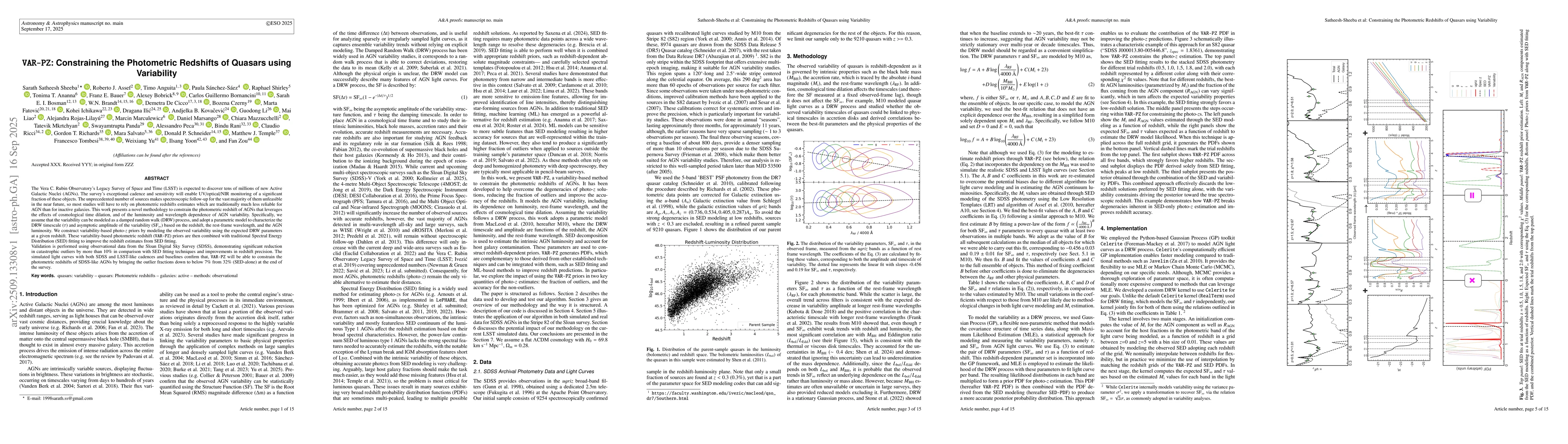 Thumbnail for VAR-PZ: Constraining the Photometric Redshifts of Quasars using
  Variability