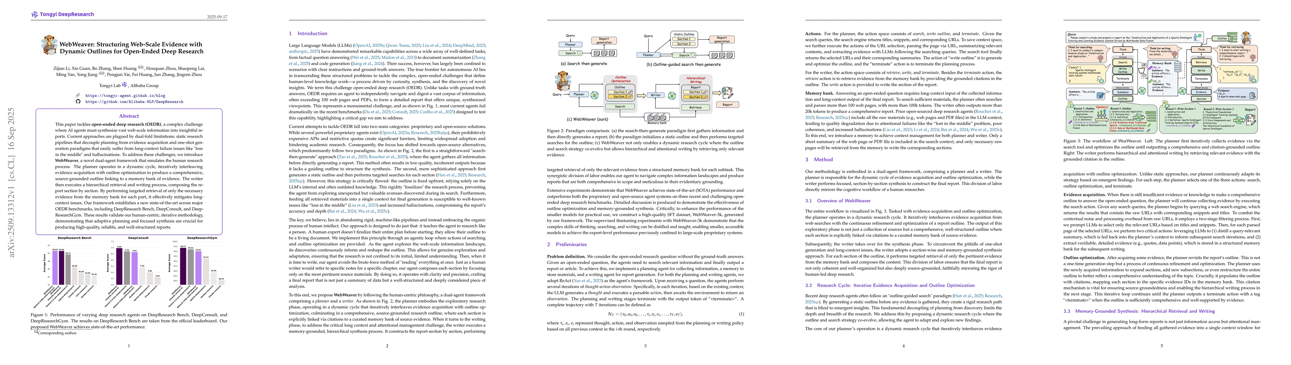 Thumbnail for WebWeaver: Structuring Web-Scale Evidence with Dynamic Outlines for
  Open-Ended Deep Research