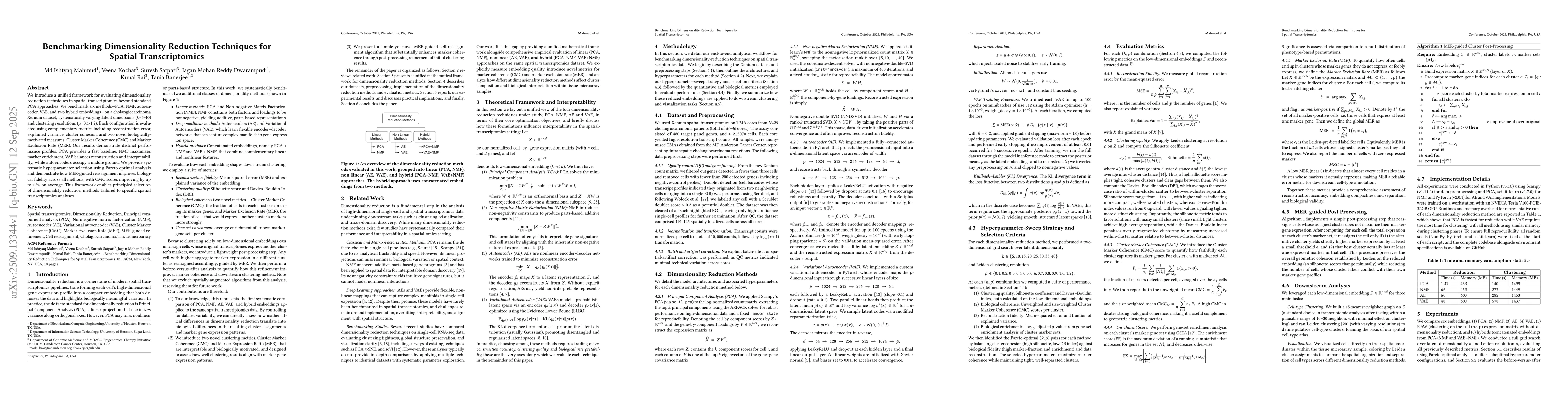 Thumbnail for Benchmarking Dimensionality Reduction Techniques for Spatial
  Transcriptomics