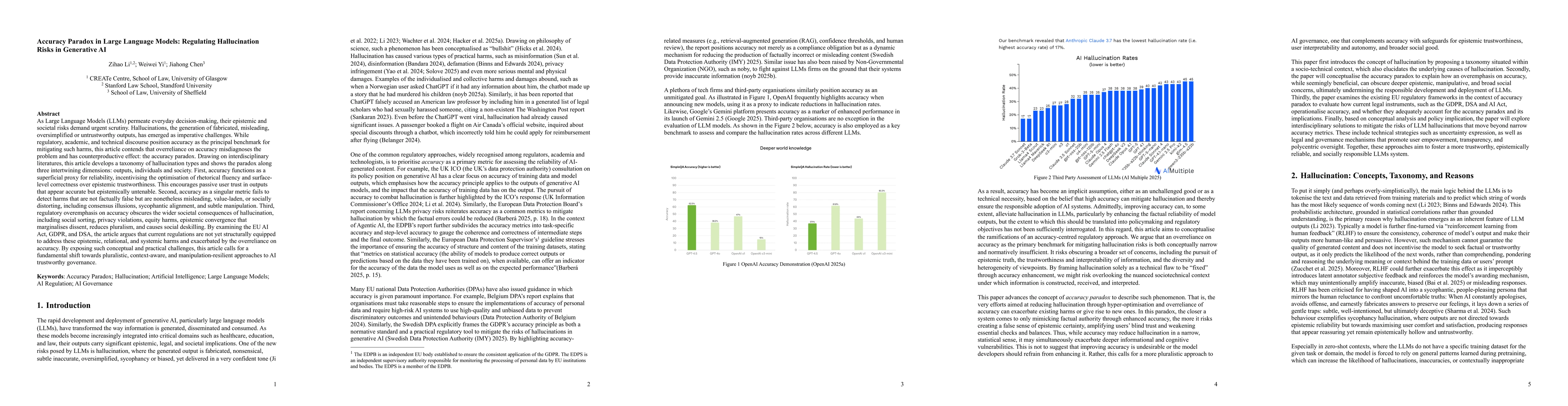 Thumbnail for Accuracy Paradox in Large Language Models: Regulating Hallucination
  Risks in Generative AI