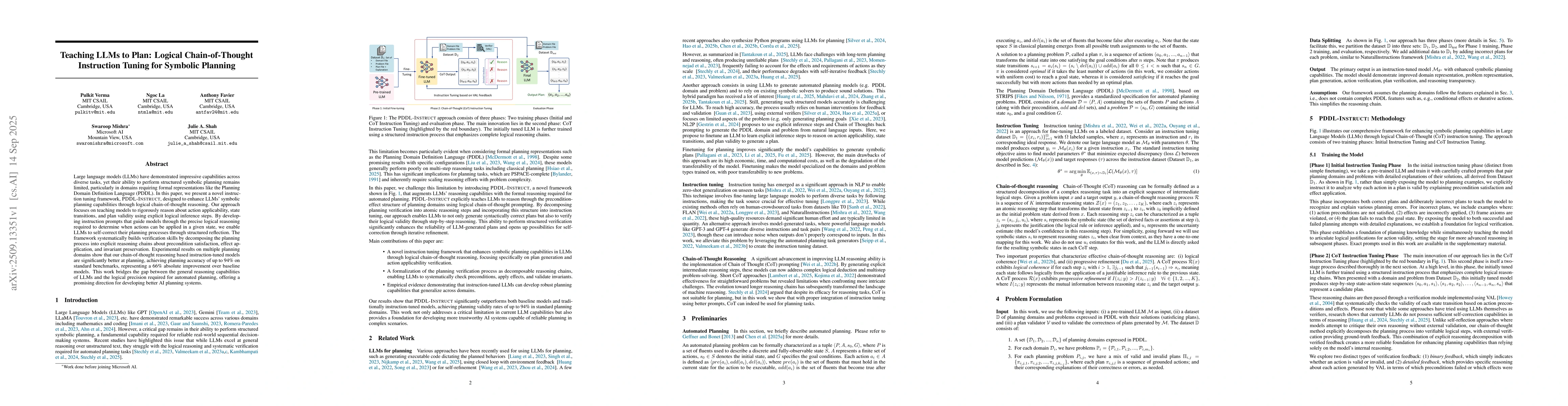 Thumbnail for Teaching LLMs to Plan: Logical Chain-of-Thought Instruction Tuning for
  Symbolic Planning