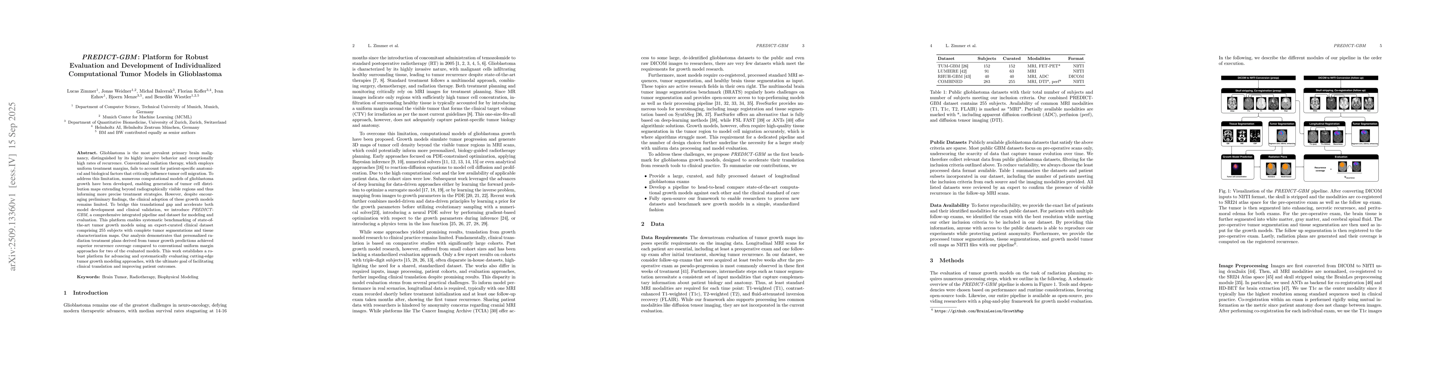 Thumbnail for PREDICT-GBM: Platform for Robust Evaluation and Development of
  Individualized Computational Tumor Models in Glioblastoma