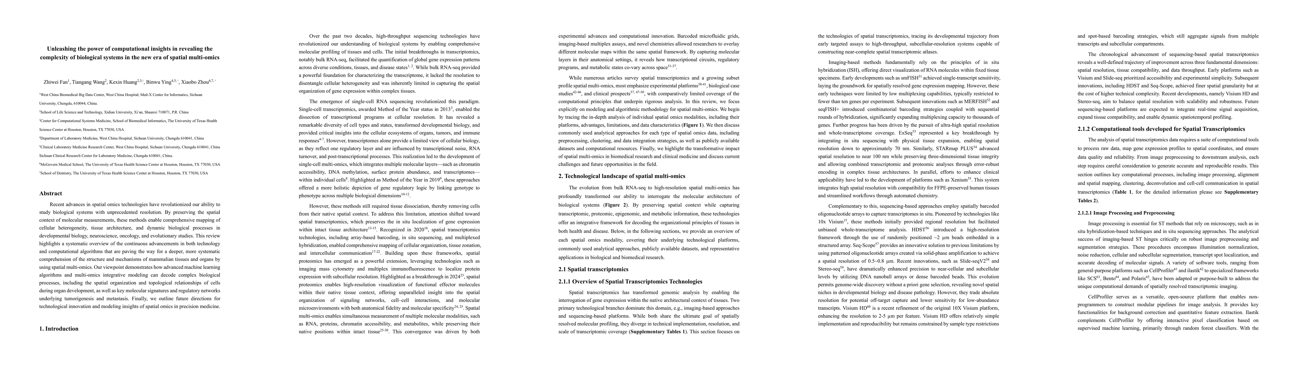 Thumbnail for Unleashing the power of computational insights in revealing the
  complexity of biological systems in the new era of spatial multi-omics