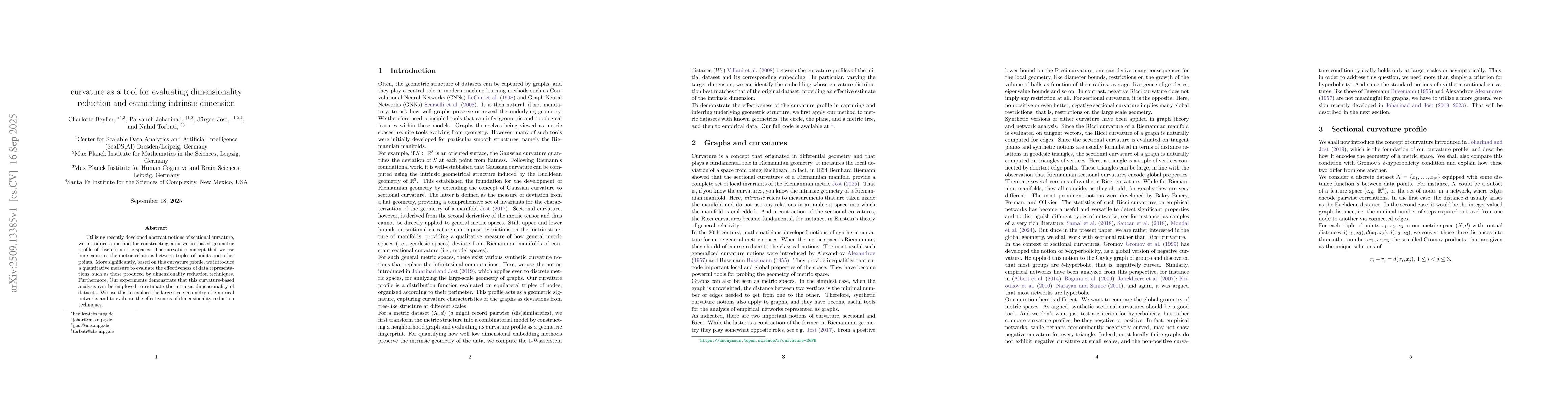 Thumbnail for Curvature as a tool for evaluating dimensionality reduction and
  estimating intrinsic dimension