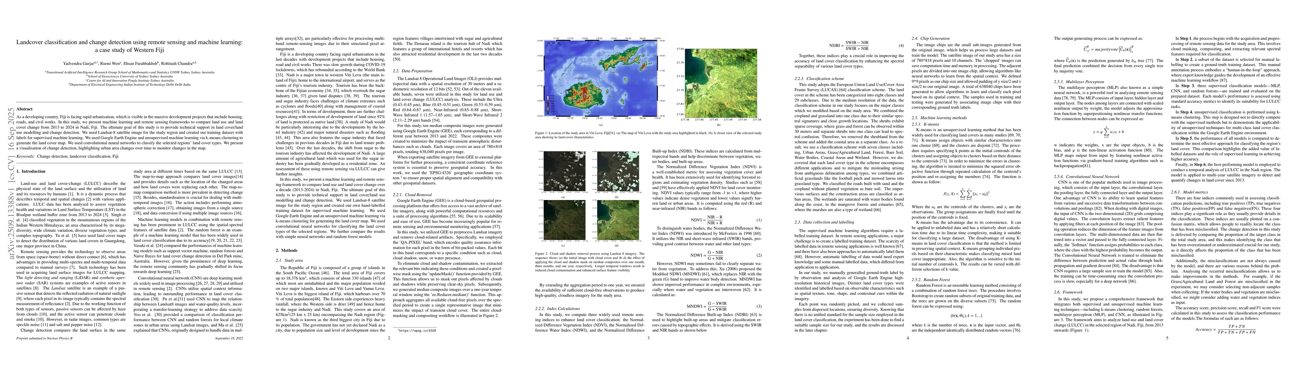 Thumbnail for Landcover classification and change detection using remote sensing and
  machine learning: a case study of Western Fiji