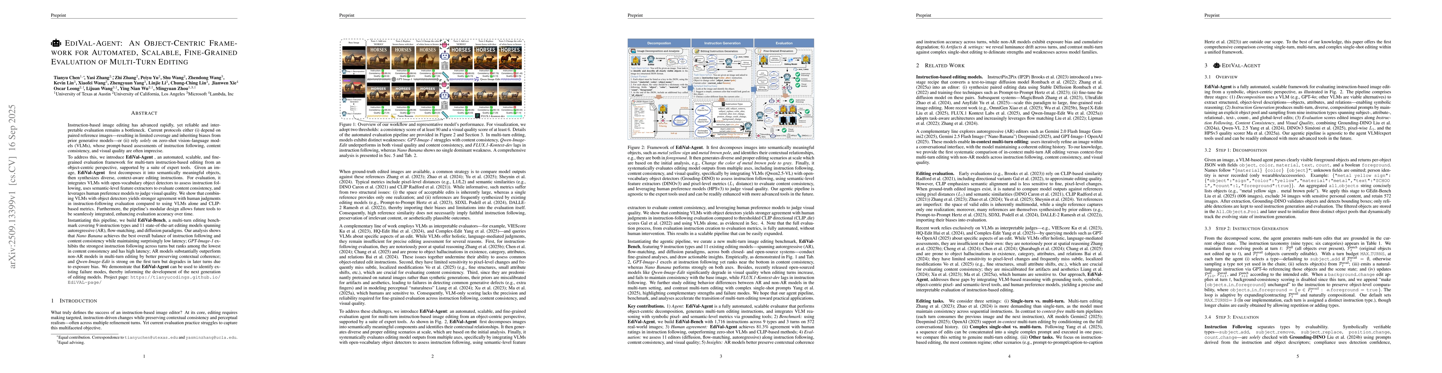 Thumbnail for EdiVal-Agent: An Object-Centric Framework for Automated, Scalable,
  Fine-Grained Evaluation of Multi-Turn Editing