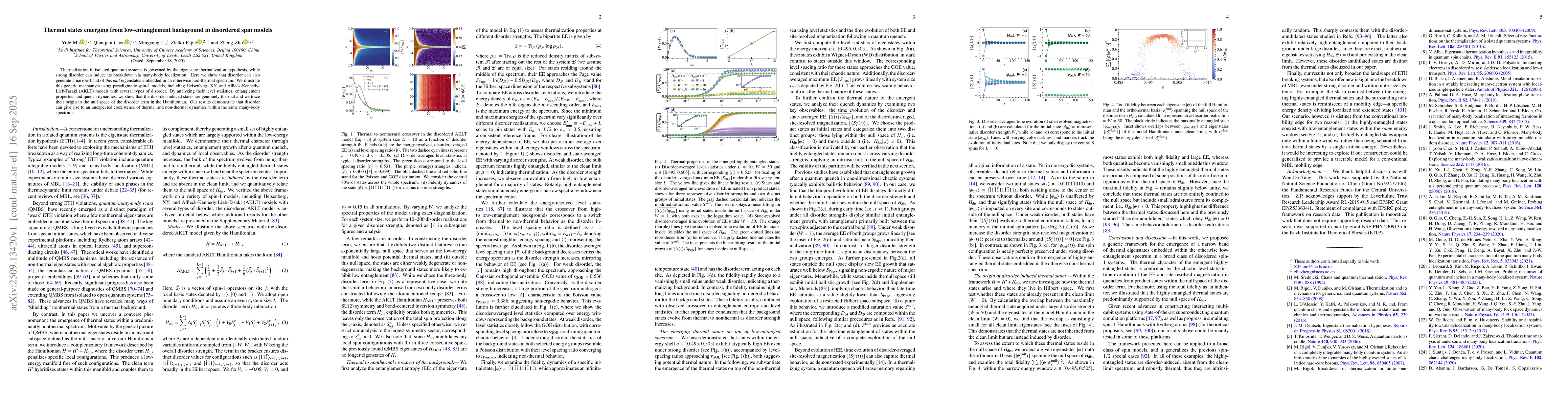 Thumbnail for Thermal states emerging from low-entanglement background in disordered
  spin models