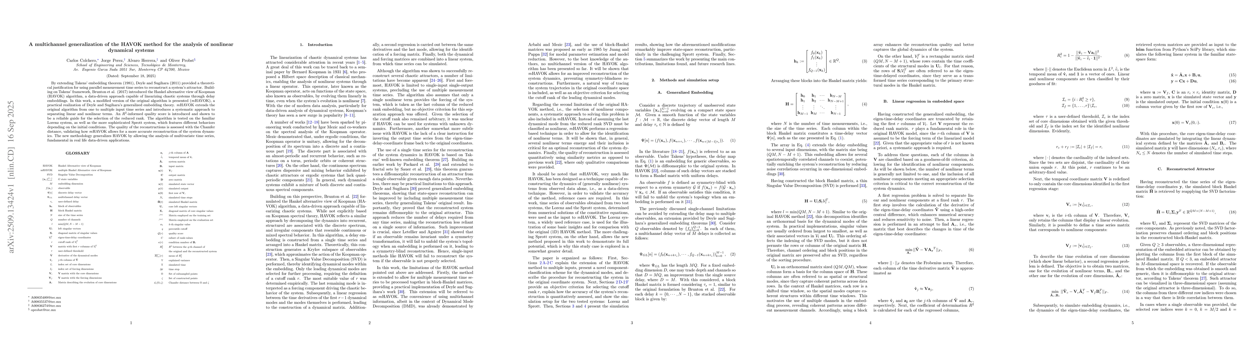 Thumbnail for A multichannel generalization of the HAVOK method for the analysis of
  nonlinear dynamical systems