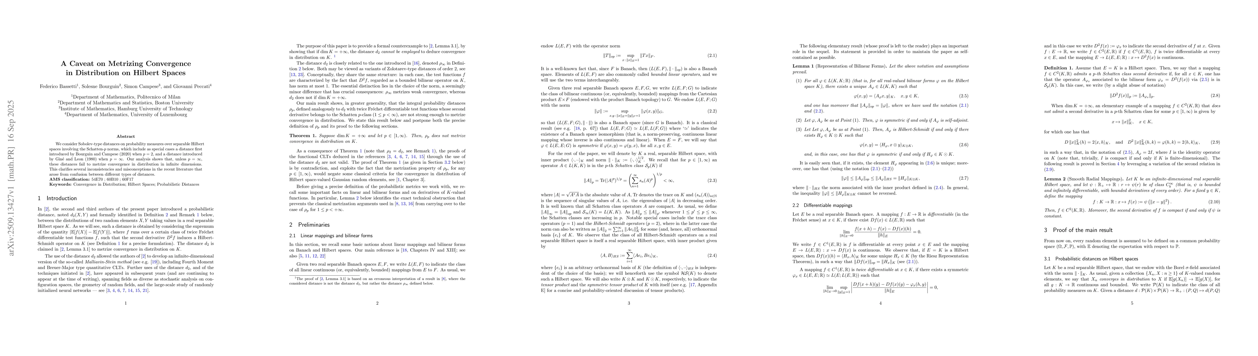 Thumbnail for A Caveat on Metrizing Convergence in Distribution on Hilbert Spaces