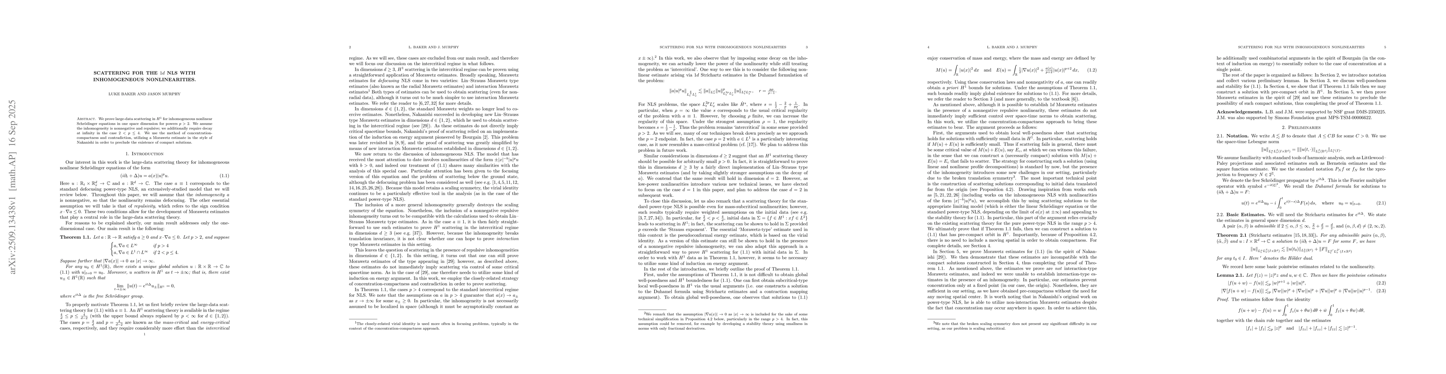 Thumbnail for Scattering for the $1d$ NLS with inhomogeneous nonlinearities