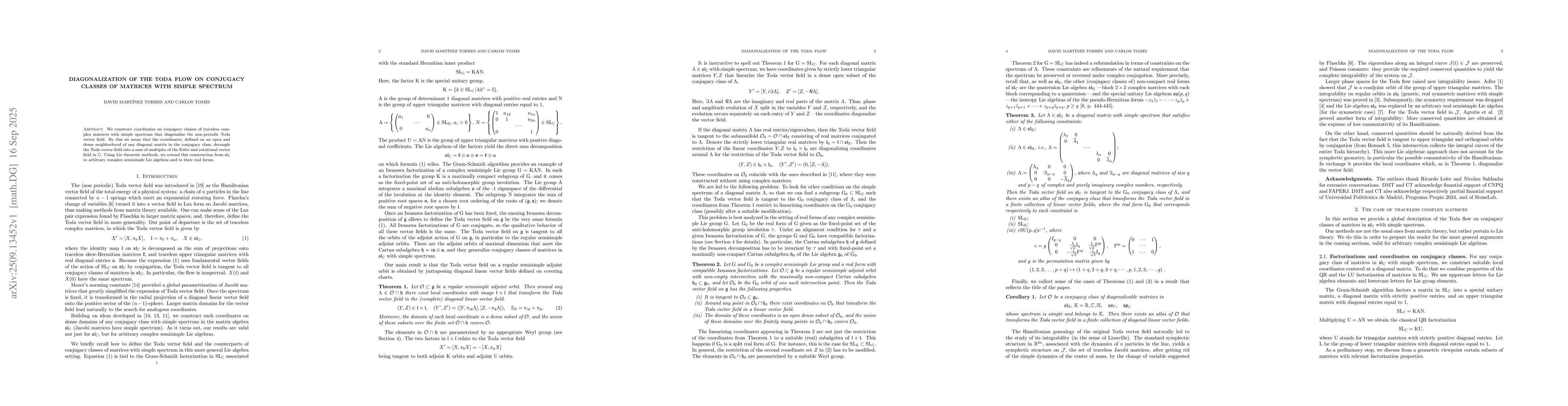 Thumbnail for Diagonalization of the Toda flow on conjugacy classes of matrices with
  simple spectrum