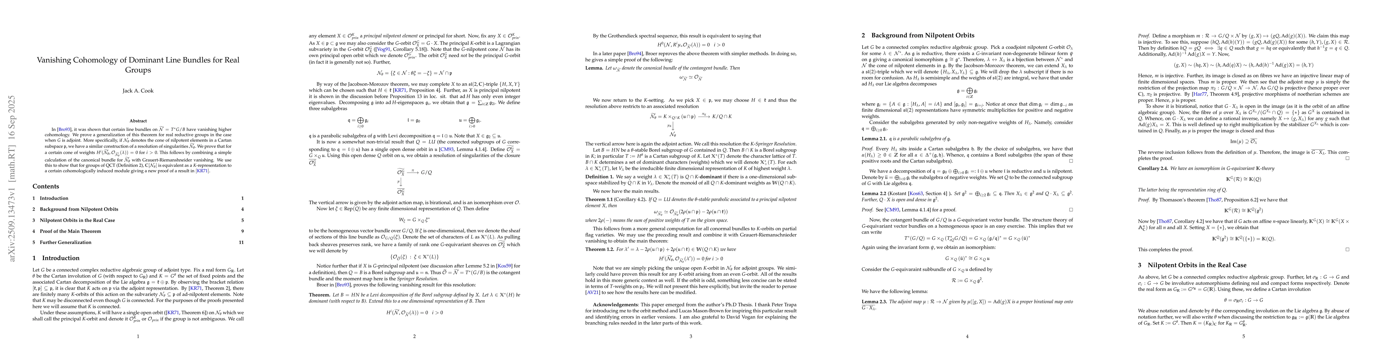Thumbnail for Vanishing Cohomology of Dominant Line Bundles for Real Groups