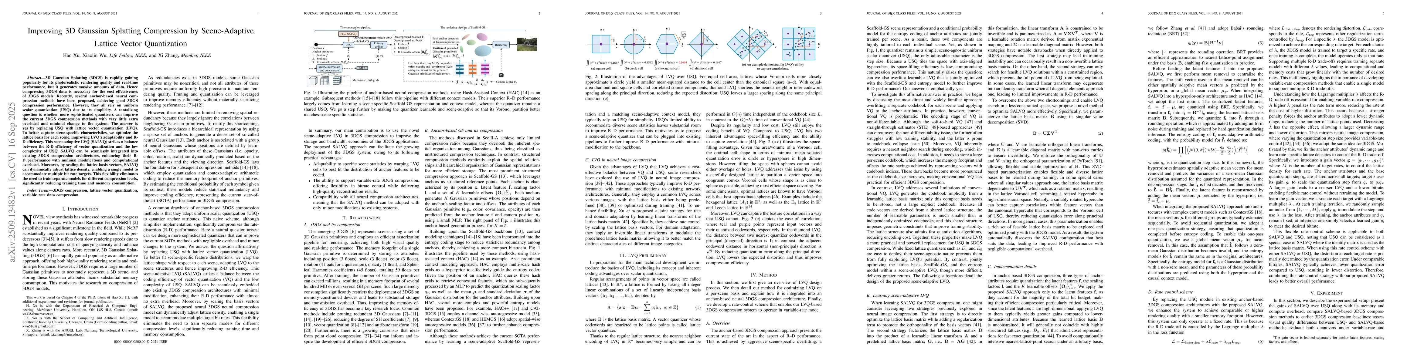 Thumbnail for Improving 3D Gaussian Splatting Compression by Scene-Adaptive Lattice
  Vector Quantization