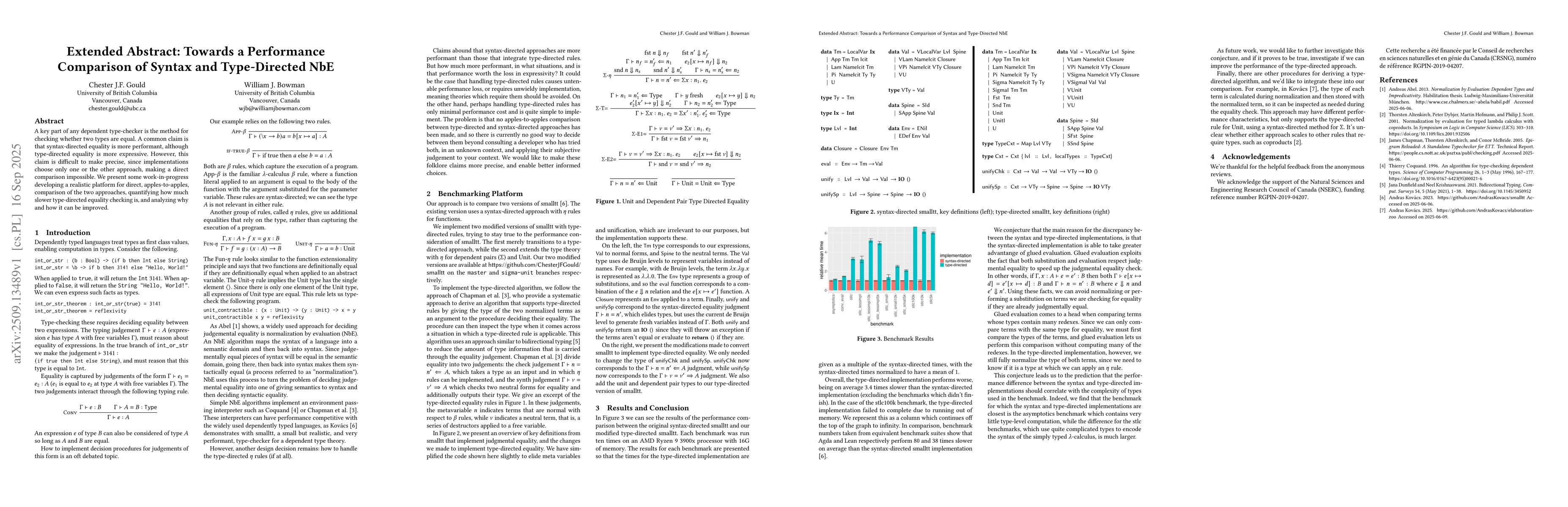 Thumbnail for Extended Abstract: Towards a Performance Comparison of Syntax and
  Type-Directed NbE