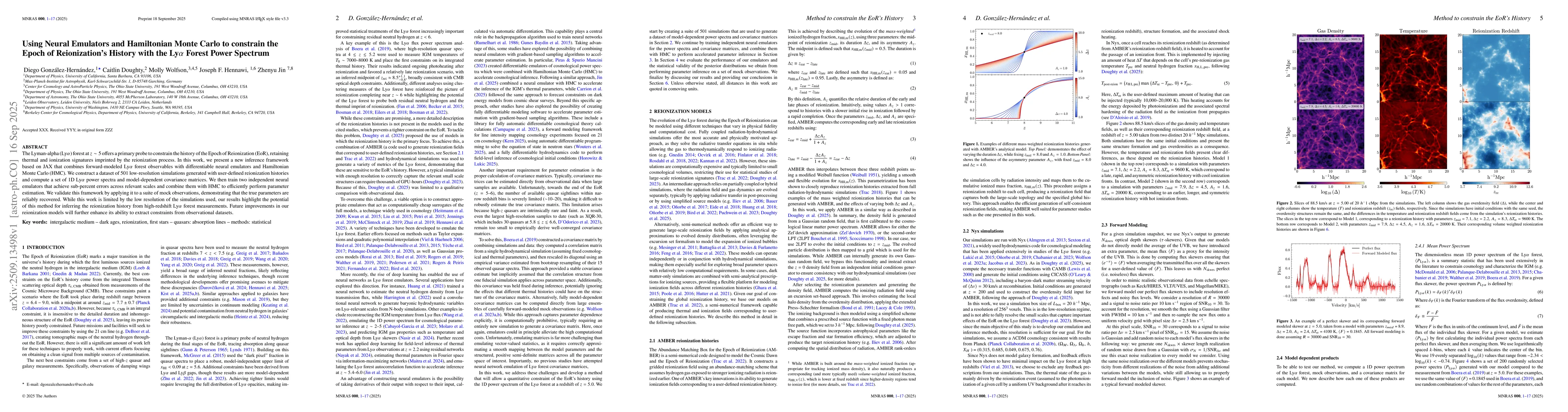 Thumbnail for Using Neural Emulators and Hamiltonian Monte Carlo to constrain the
  Epoch of Reionization's History with the Ly$α$ Forest Power Spectrum