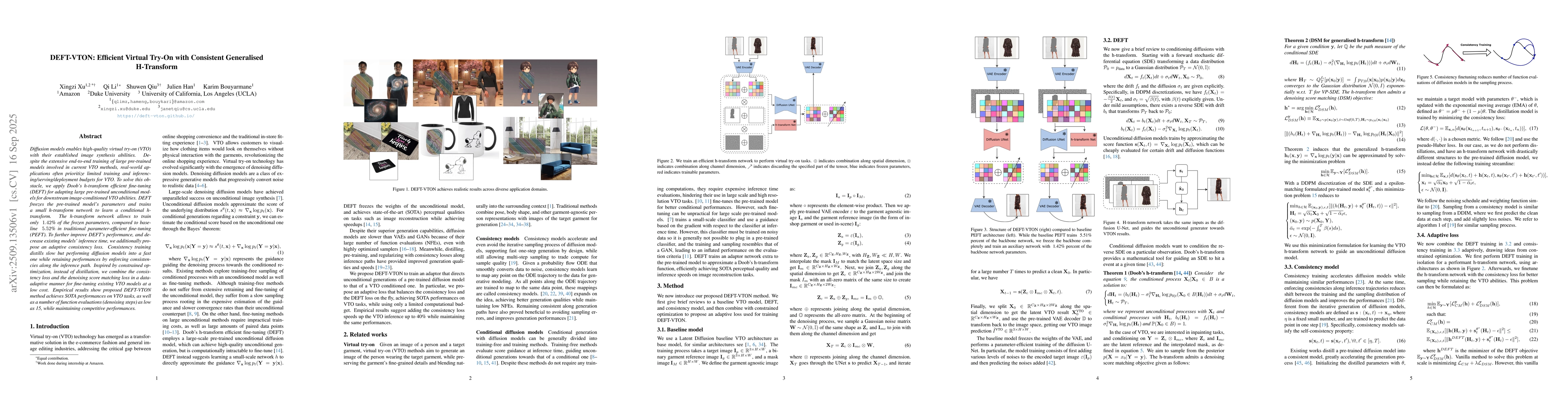 Thumbnail for DEFT-VTON: Efficient Virtual Try-On with Consistent Generalised
  H-Transform