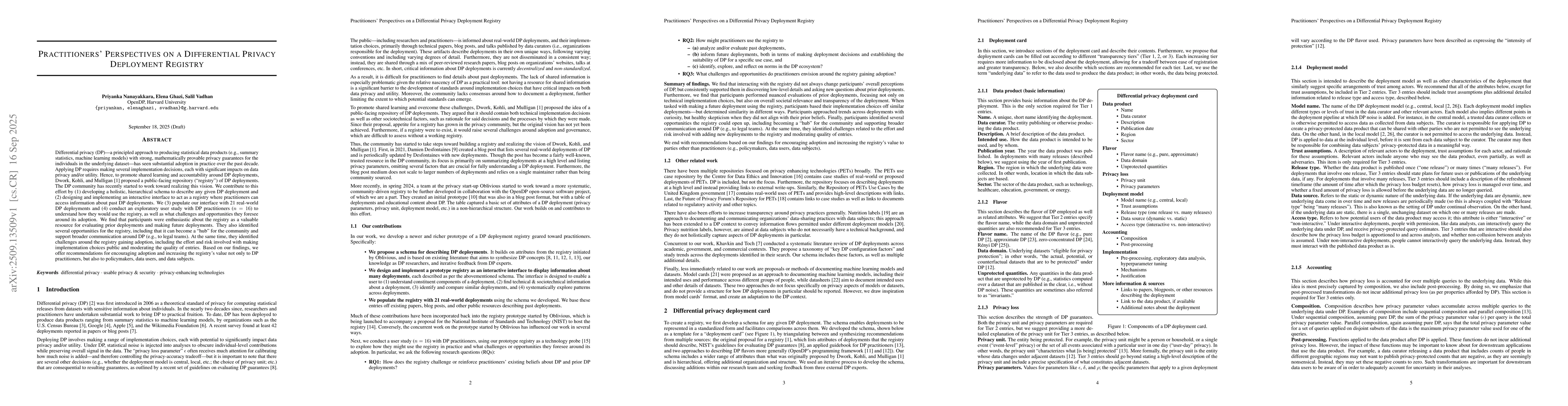 Thumbnail for Practitioners' Perspectives on a Differential Privacy Deployment
  Registry
