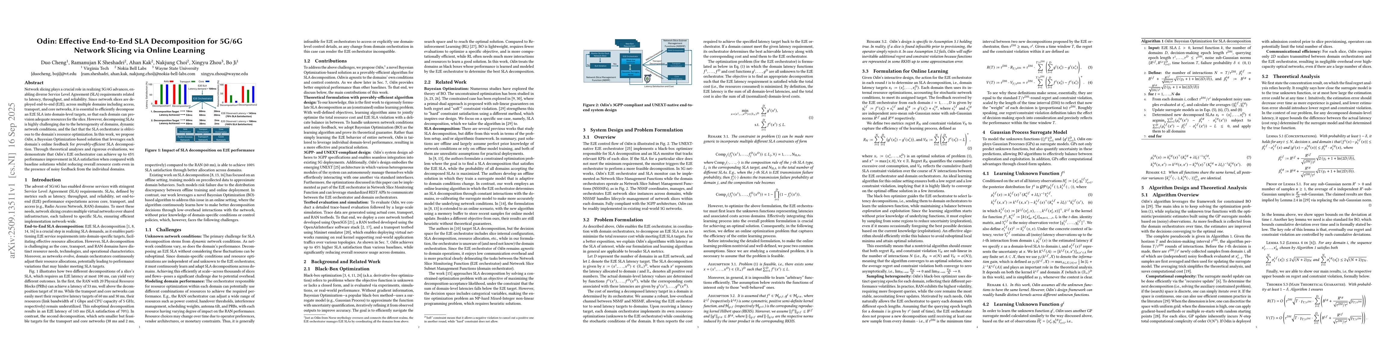 Thumbnail for Odin: Effective End-to-End SLA Decomposition for 5G/6G Network Slicing
  via Online Learning