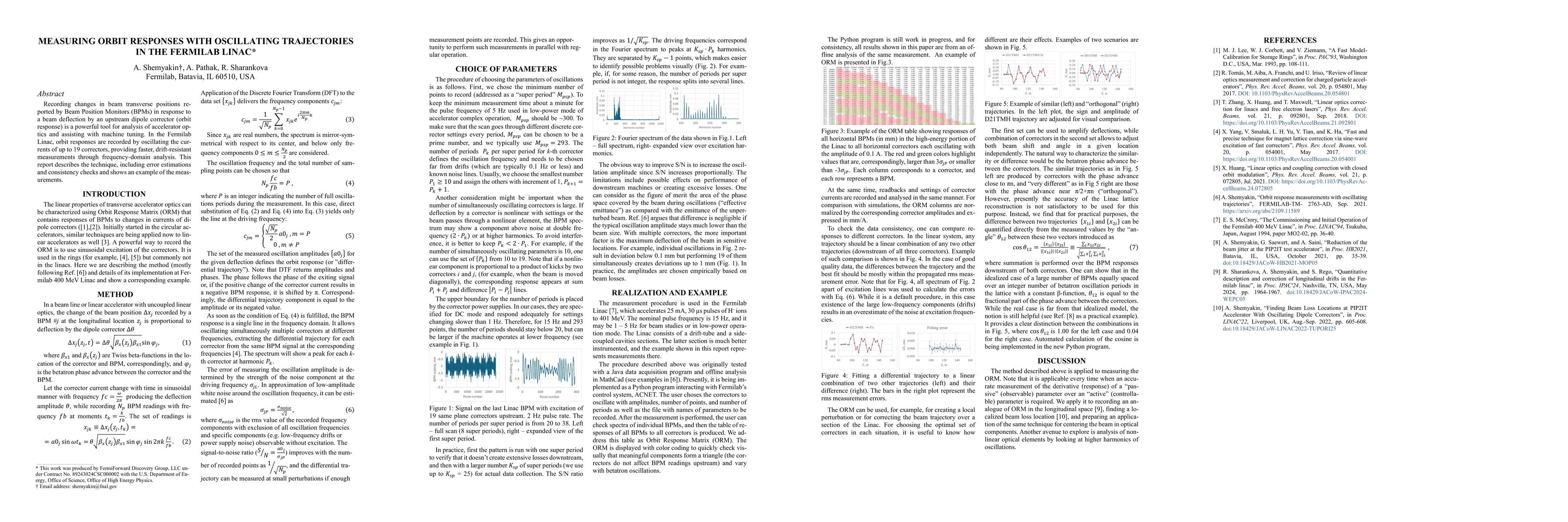 Thumbnail for Measuring Orbit Responses with Oscillating Trajectories in the Fermilab
  Linac
