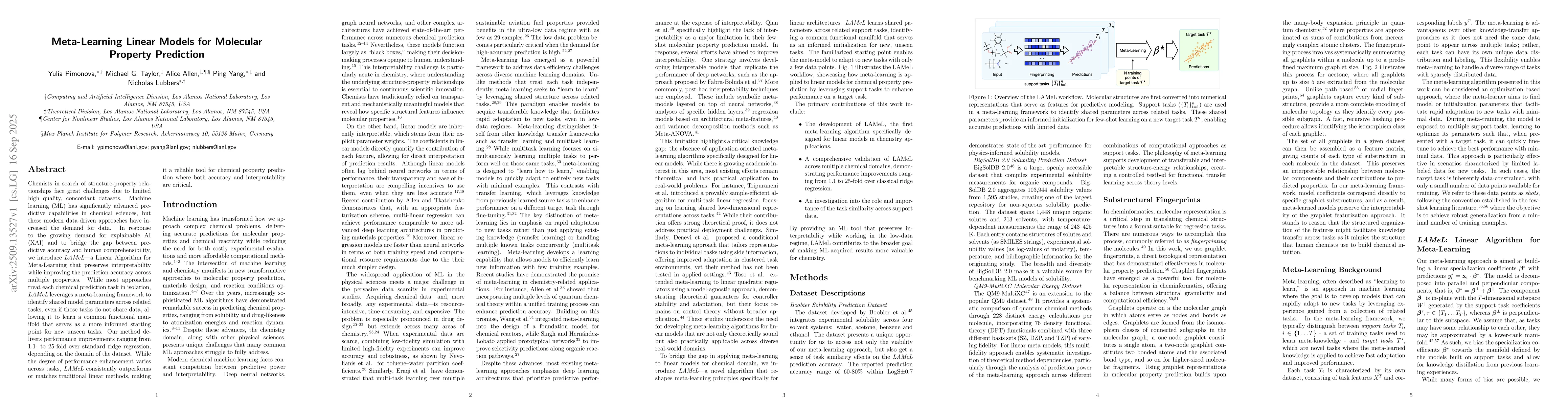 Thumbnail for Meta-Learning Linear Models for Molecular Property Prediction