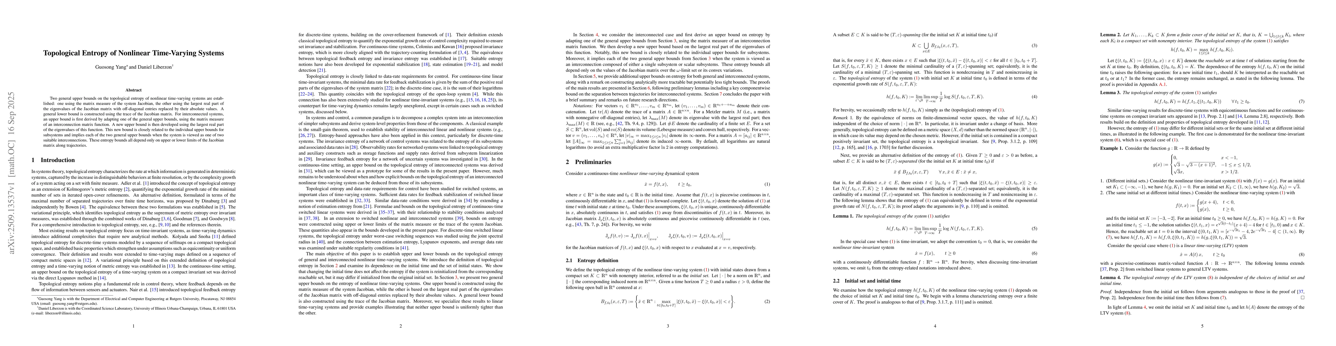 Thumbnail for Topological Entropy of Nonlinear Time-Varying Systems