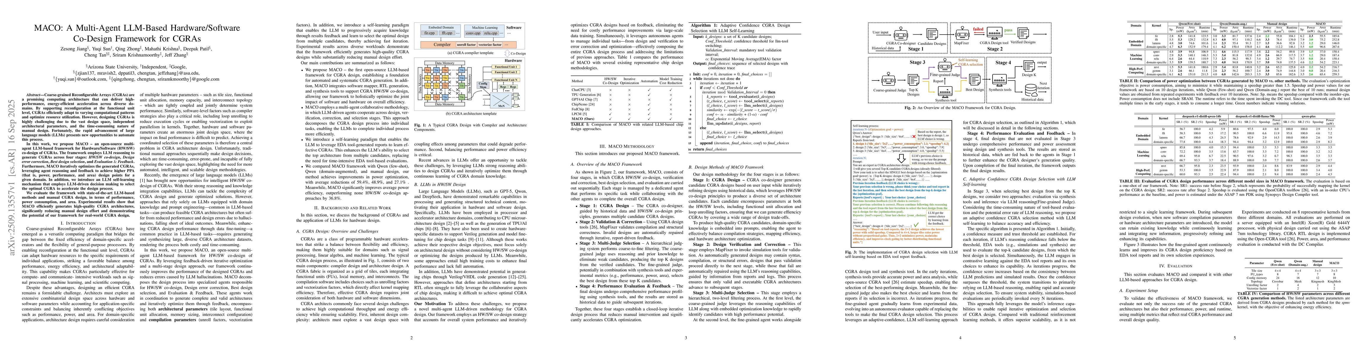 Thumbnail for MACO: A Multi-Agent LLM-Based Hardware/Software Co-Design Framework for
  CGRAs