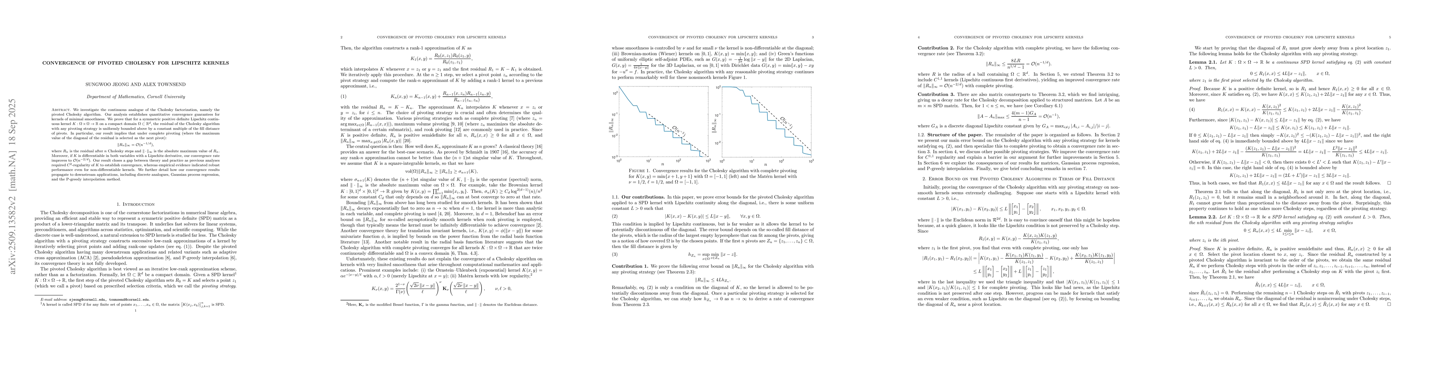 Thumbnail for Convergence of Pivoted Cholesky Algorithm for Lipschitz Kernels