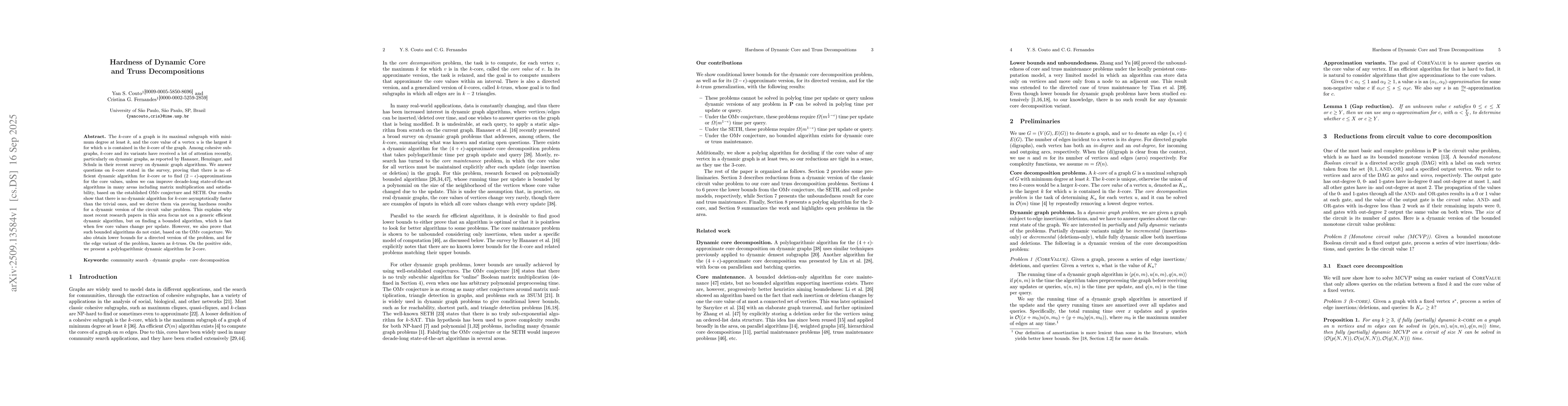 Thumbnail for Hardness of Dynamic Core and Truss Decompositions