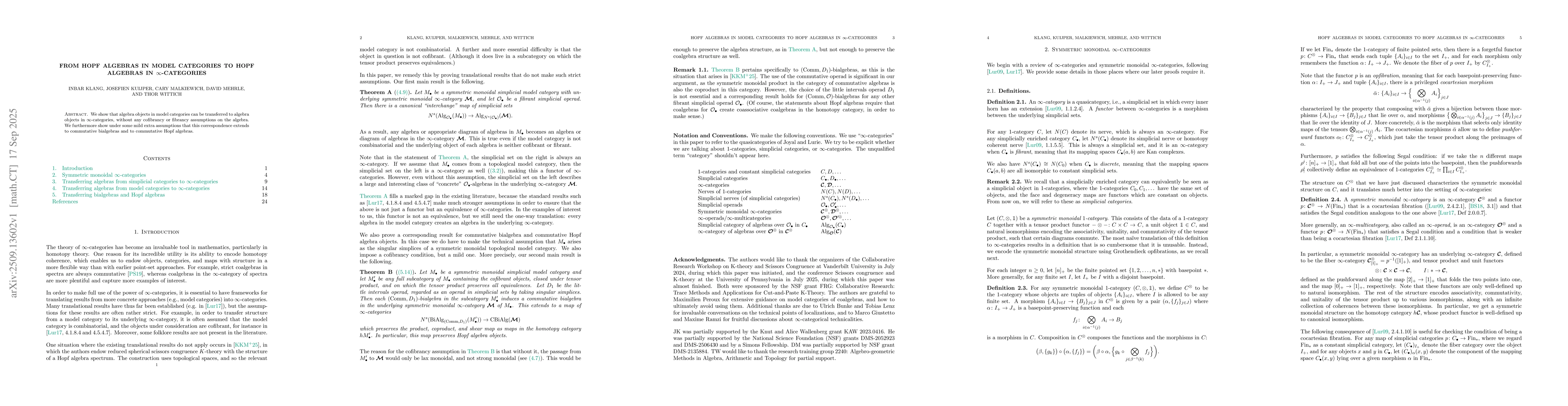 Thumbnail for From Hopf Algebras in Model Categories to Hopf Algebras in
  $\infty$-categories