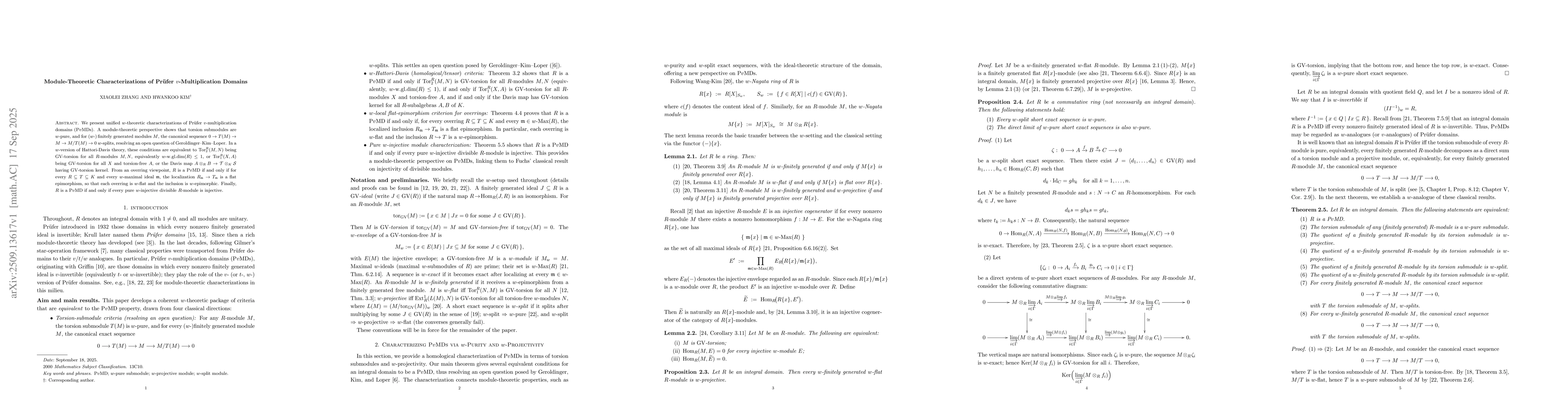 Thumbnail for Module-Theoretic Characterizations of Prufer $v$-Multiplication Domains
