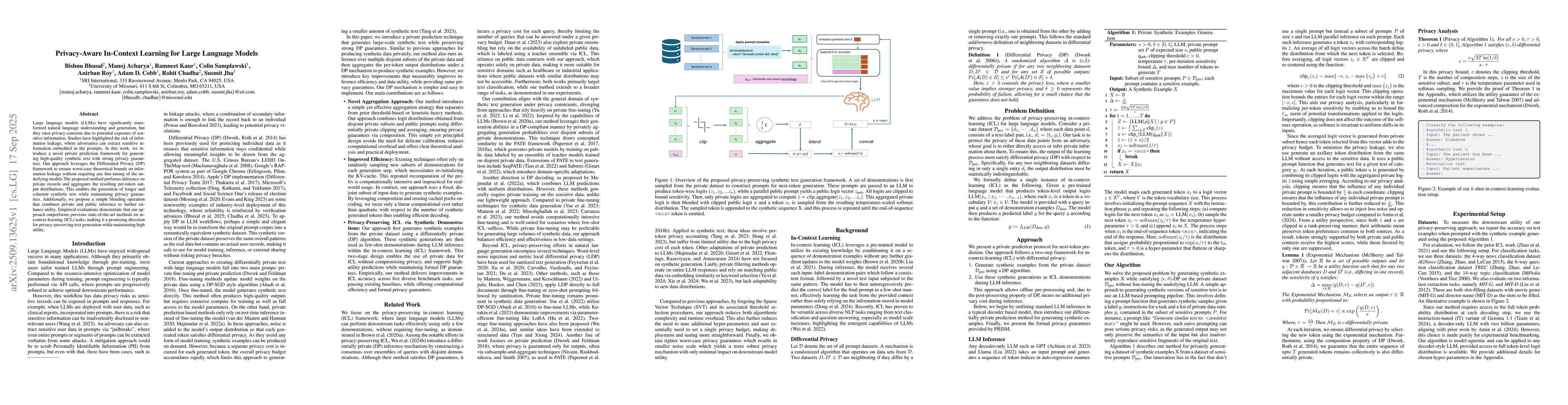 Thumbnail for Privacy-Aware In-Context Learning for Large Language Models