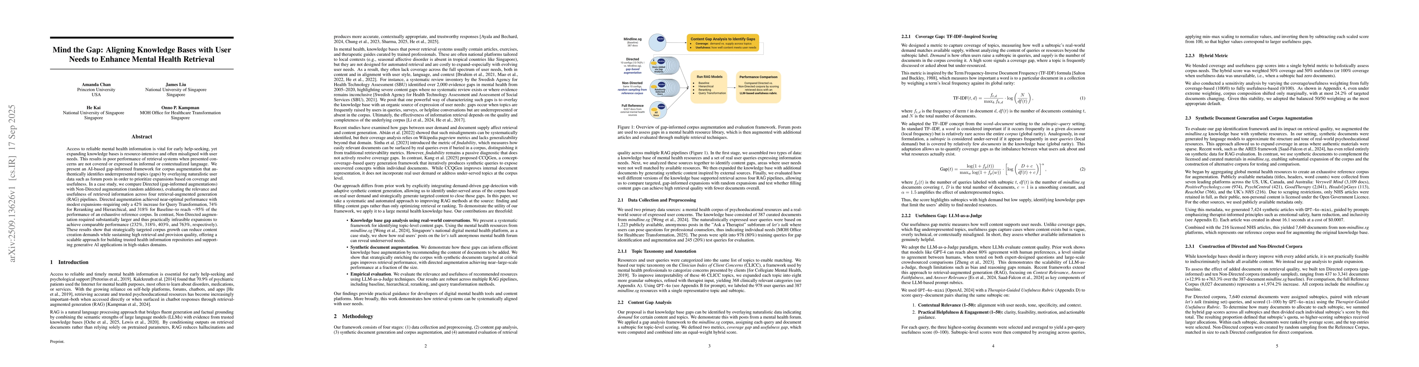Thumbnail for Mind the Gap: Aligning Knowledge Bases with User Needs to Enhance Mental
  Health Retrieval