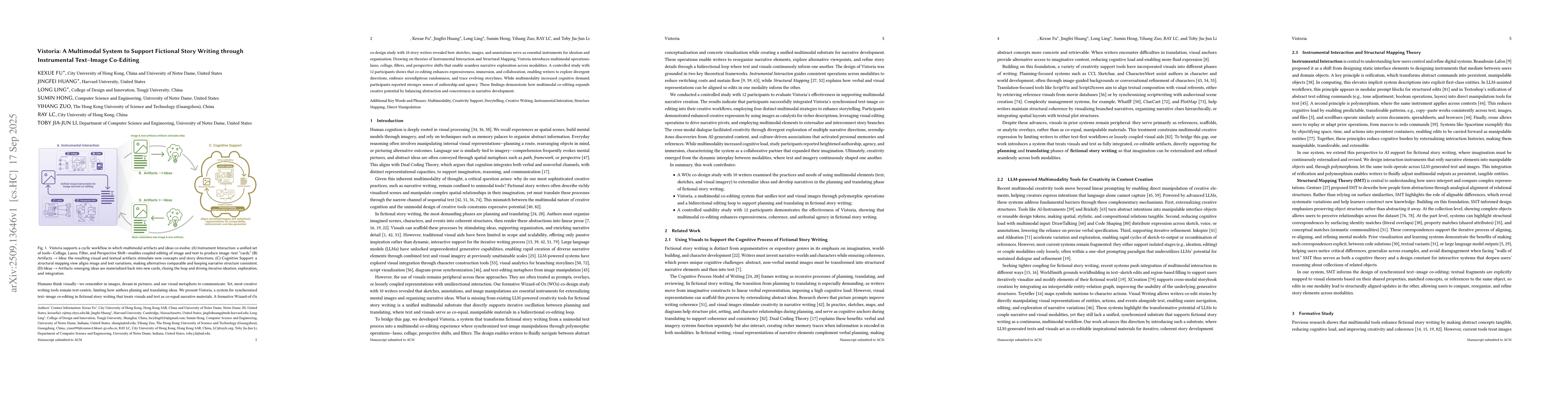 Thumbnail for Vistoria: A Multimodal System to Support Fictional Story Writing through
  Instrumental Text-Image Co-Editing