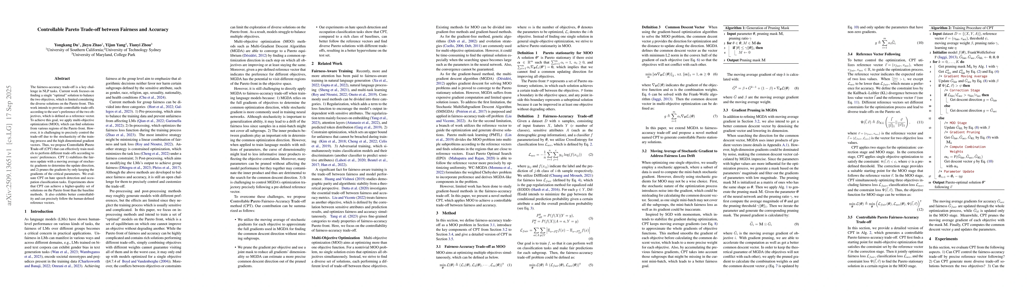 Thumbnail for Controllable Pareto Trade-off between Fairness and Accuracy