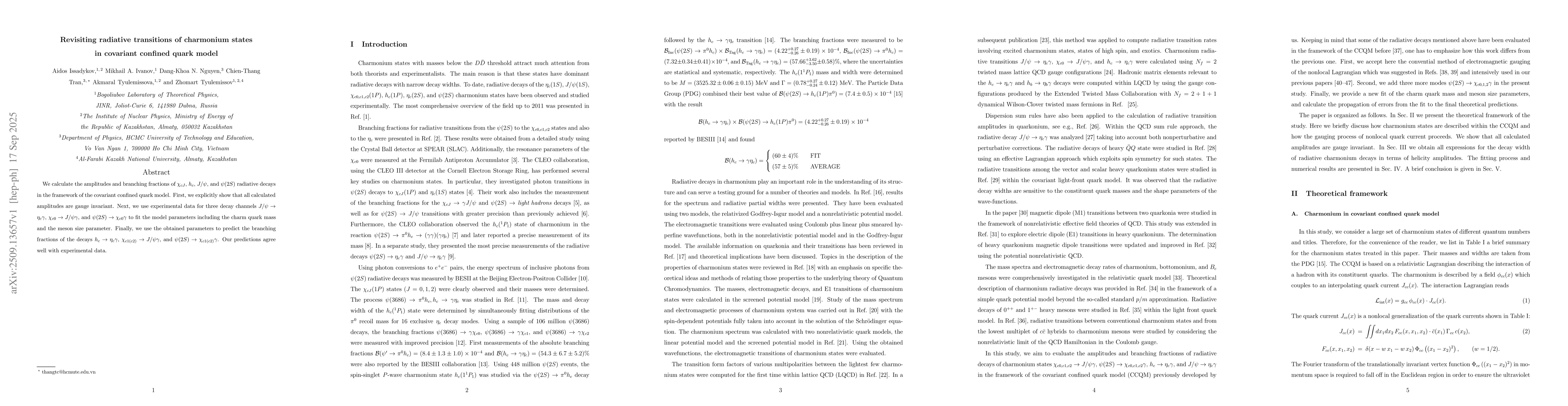 Thumbnail for Revisiting radiative transitions of charmonium states in covariant
  confined quark model