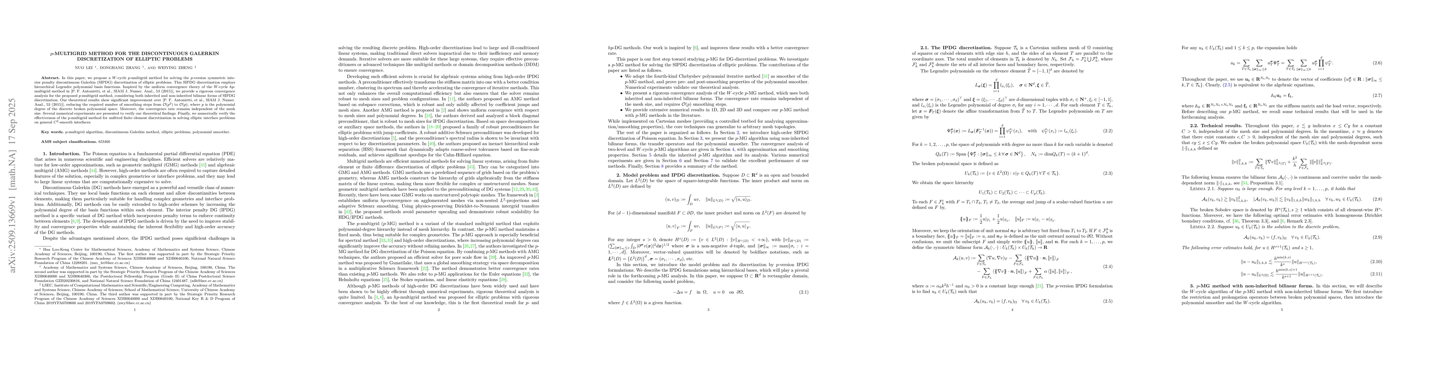Thumbnail for p-multigrid method for the discontinuous Galerkin discretization of
  elliptic problems