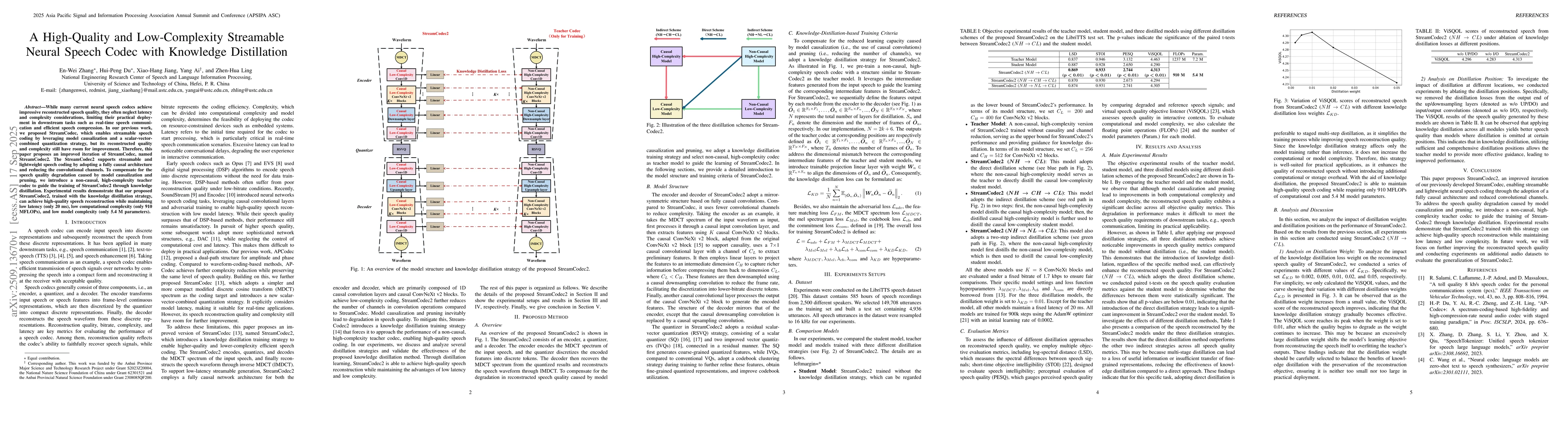 Thumbnail for A High-Quality and Low-Complexity Streamable Neural Speech Codec with
  Knowledge Distillation
