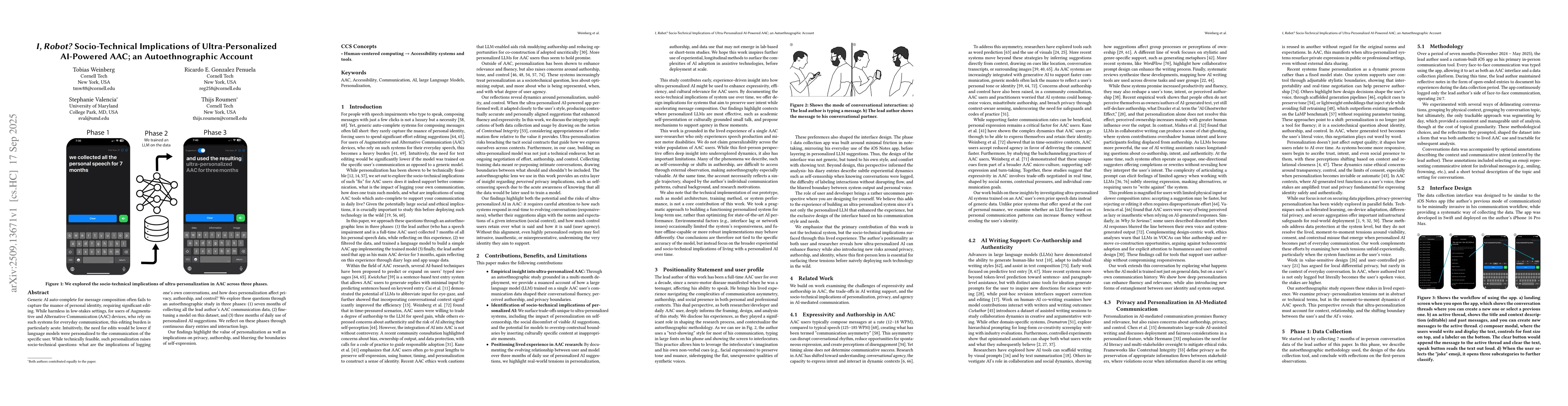 Thumbnail for I, Robot? Socio-Technical Implications of Ultra-Personalized AI-Powered
  AAC; an Autoethnographic Account