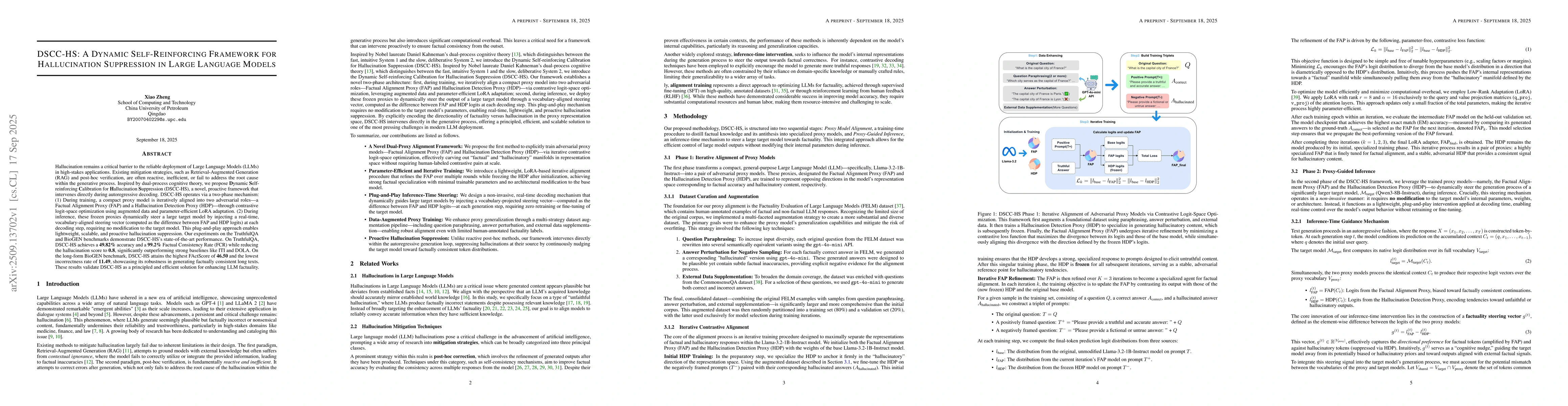Thumbnail for DSCC-HS: A Dynamic Self-Reinforcing Framework for Hallucination
  Suppression in Large Language Models