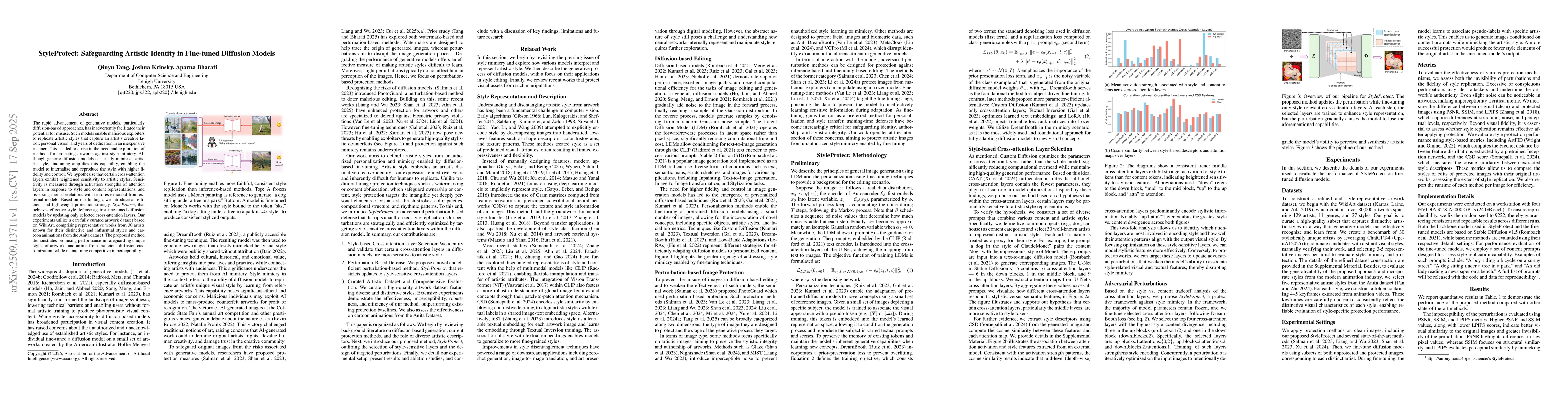 Thumbnail for StyleProtect: Safeguarding Artistic Identity in Fine-tuned Diffusion
  Models